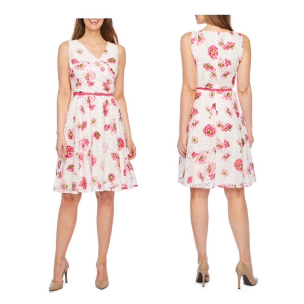 NWT Sleeveless Fit & Flare Dress- Pink multi